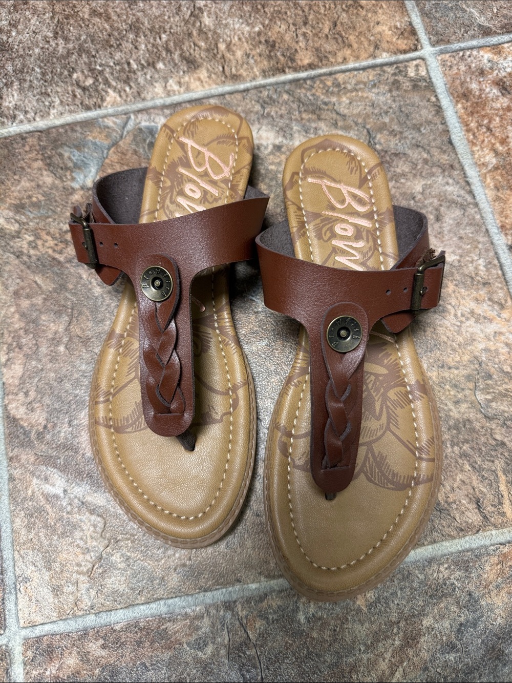 Blowfish Brown Braided Toe-Thong Sandals